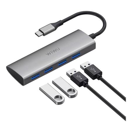 Хаб WiWU Alpha Type-C 4*USB3.0 (A440) Серый Хаб WiWU Alpha Type-C 4*USB3.0 (A440) Серый