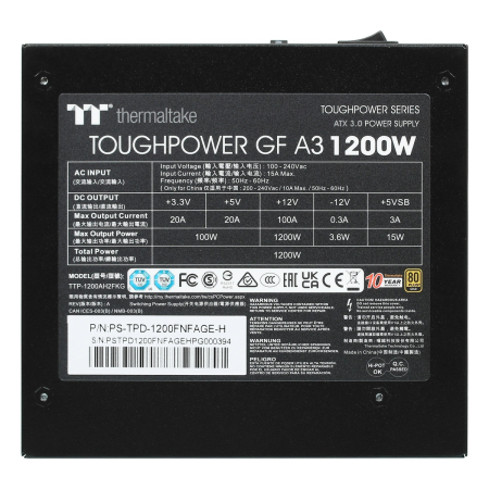 Блок питания Thermaltake Toughpower GF A3 (PS-TPD-1200FNFAGE-H) Gold, 1200 Вт Чёрный