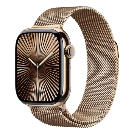 Apple Watch Series 10, 42 мм корпус из титана цвета «Gold», ремешок Milanese Loop цвета «Gold» Apple Watch Series 10, 42 мм корпус из титана цвета «Gold», ремешок Milanese Loop цвета «Gold»