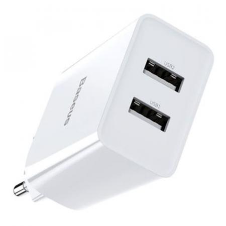 Сетевое зарядное устройство Baseus Speed Mini Dual USB Charger 10,5 Вт TC-012 (CCFS-R02) Белый Сетевое зарядное устройство Baseus Speed Mini Dual USB Charger 10,5 Вт TC-012 (CCFS-R02) Белый