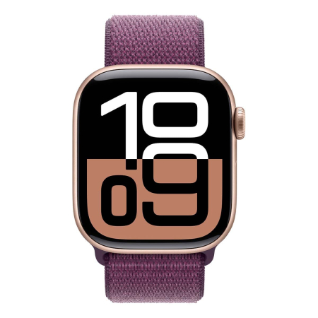 Apple Watch Series 10, 42 мм корпус из алюминия цвета «Rose Gold», ремешок Sport Loop цвета «Plum» Apple Watch Series 10, 42 мм корпус из алюминия цвета «Rose Gold», ремешок Sport Loop цвета «Plum»