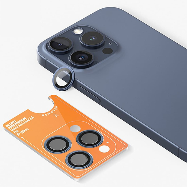 Защитное стекло для камеры iPhone 15 Pro Max BLUEO Original metal frame Синий