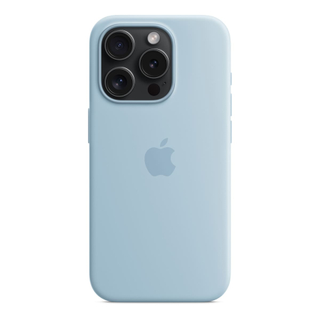 Чехол Silicone Case для Apple iPhone 15 Pro с MagSafe Light Blue, нежно голубой Чехол Silicone Case для Apple iPhone 15 Pro с MagSafe Light Blue, нежно голубой