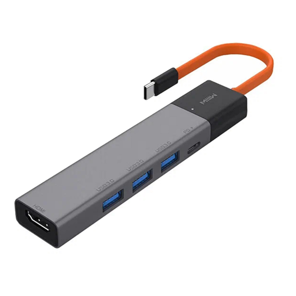 Хаб Xiaomi Type-C 5в1 3×USB-A + USB-C + HDMI 4K (MWCMA05) Серый
