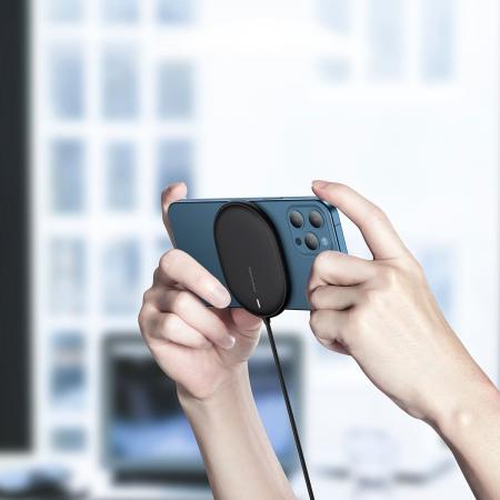 Беспроводное зарядное устройство 15w Baseus Light Magnetic Wireless Charger, Type-C кабель 1,5 м (WXQJ-01) Black, черный