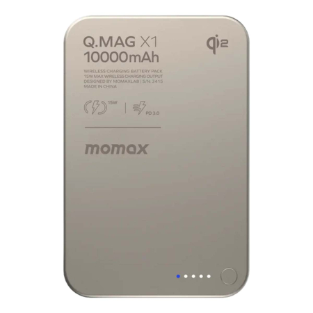 Внешний аккумулятор MOMAX Q.Mag X1 (10000mAh) Magnetic Wireless Battery Pack (IP117AE), Titanium Gray