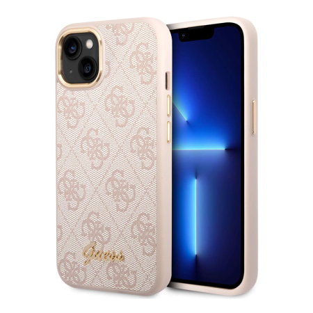 Чехол Guess для iPhone 14 Plus CG Mobile PU 4G Script metal logo Hard (GUHCP14MHG4SHP) Розовый Чехол Guess для iPhone 14 Plus CG Mobile PU 4G Script metal logo Hard (GUHCP14MHG4SHP) Розовый