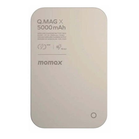Внешний аккумулятор MOMAX Q.Mag Ultra Slim (5000mAh) Magnetic Wireless Battery Pack (IP116AL2), бронзовый Внешний аккумулятор MOMAX Q.Mag Ultra Slim (5000mAh) Magnetic Wireless Battery Pack (IP116AL2), бронзовый