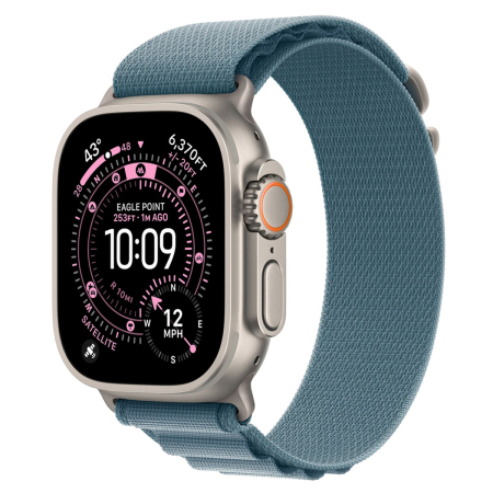 Apple Watch Ultra 3 (2025), 49 мм корпус из титана цвета «Natural», ремешок Alpine Loop размера S цвета «Light Blue»