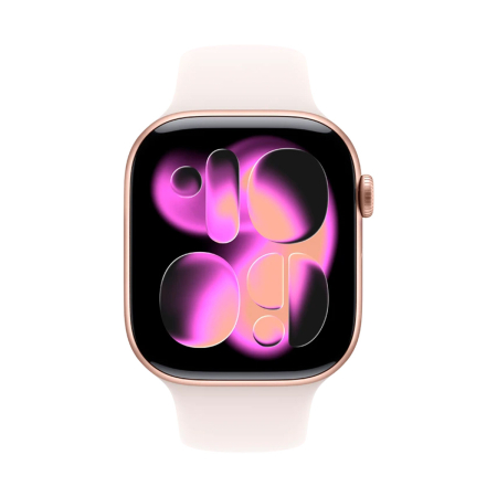 Apple Watch Series 11, 46 мм корпус из алюминия цвета «Rose Gold», ремешок Sport Band размера S/M цвета «Light Blush»