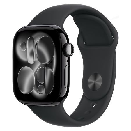 Apple Watch Series 11, 42 мм корпус из алюминия цвета «Jet Black», ремешок Sport Band размера M/L цвета «Black» Apple Watch Series 11, 42 мм корпус из алюминия цвета «Jet Black», ремешок Sport Band размера M/L цвета «Black»