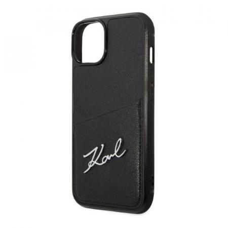 Чехол Karl Lagerfeld для iPhone 14 PU with Cardslot Signature logo Hard (KLHCP14SCSSK) Черный