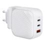 Сетевое зарядное устройство UNIQ Verge Pro 66 Вт GaN, 2 USB-C + USB-A Белый Сетевое зарядное устройство UNIQ Verge Pro 66 Вт GaN, 2 USB-C + USB-A Белый